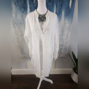 Elegant White Tunic Long Shirt/ Dress